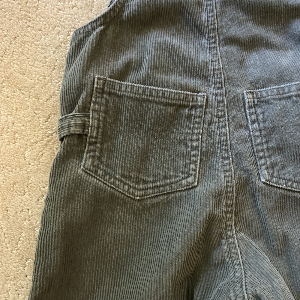 VINTAGE OSHKOSH TODDLER OLIVE GREEN CORDUROY OVERALLS BIB POCKET SIZE 18 MTHS - Picture 14 of 16